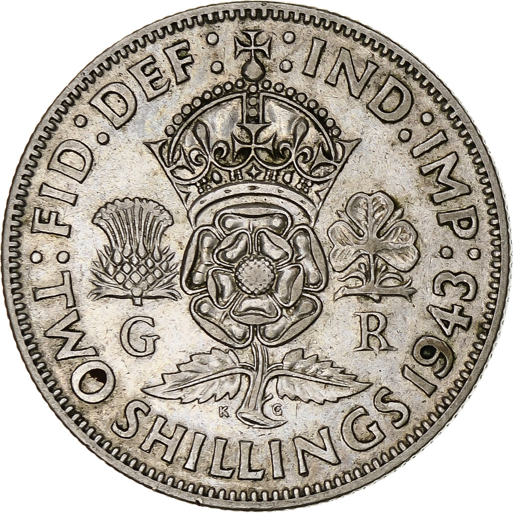 Great Britain, George VI, Florin, Two Shillings, 1943, EF(40-45), Silver, KM:855