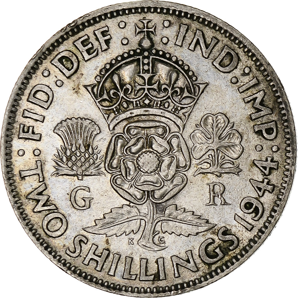 Wielka Brytania, George VI, Florin, Two Shillings, 1944, EF(40-45), Srebro