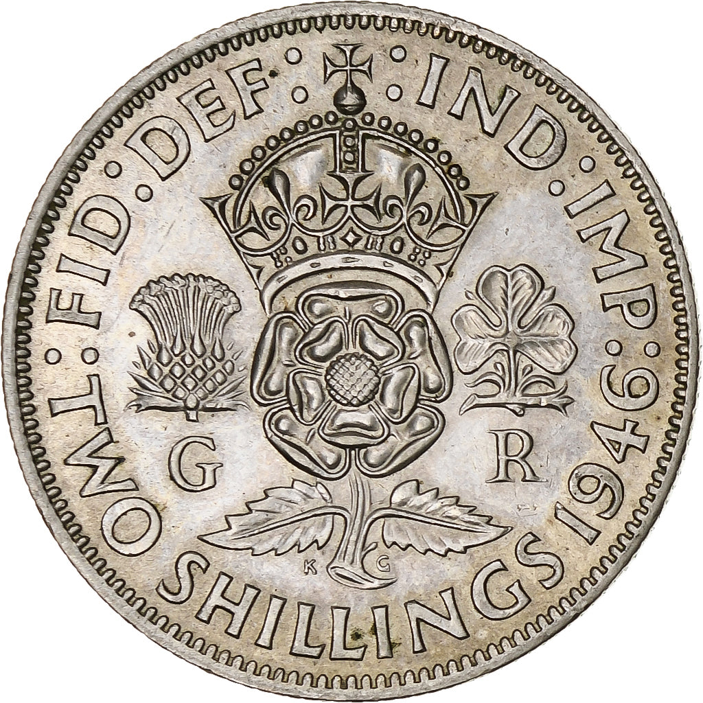 Great Britain, George VI, Florin, Two Shillings, 1946, AU(55-58), Silver, KM:855