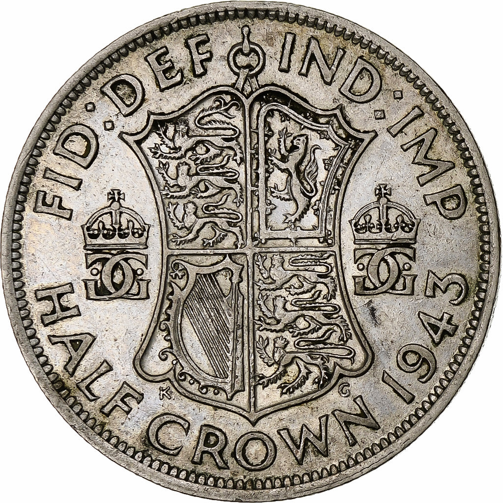 Great Britain, George VI, 1/2 Crown, 1943, EF(40-45), Silver, KM:856