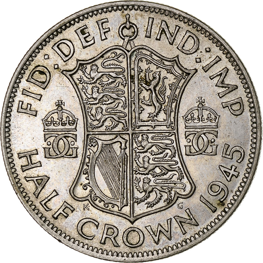 Great Britain, George VI, 1/2 Crown, 1945, AU(55-58), Silver, KM:856