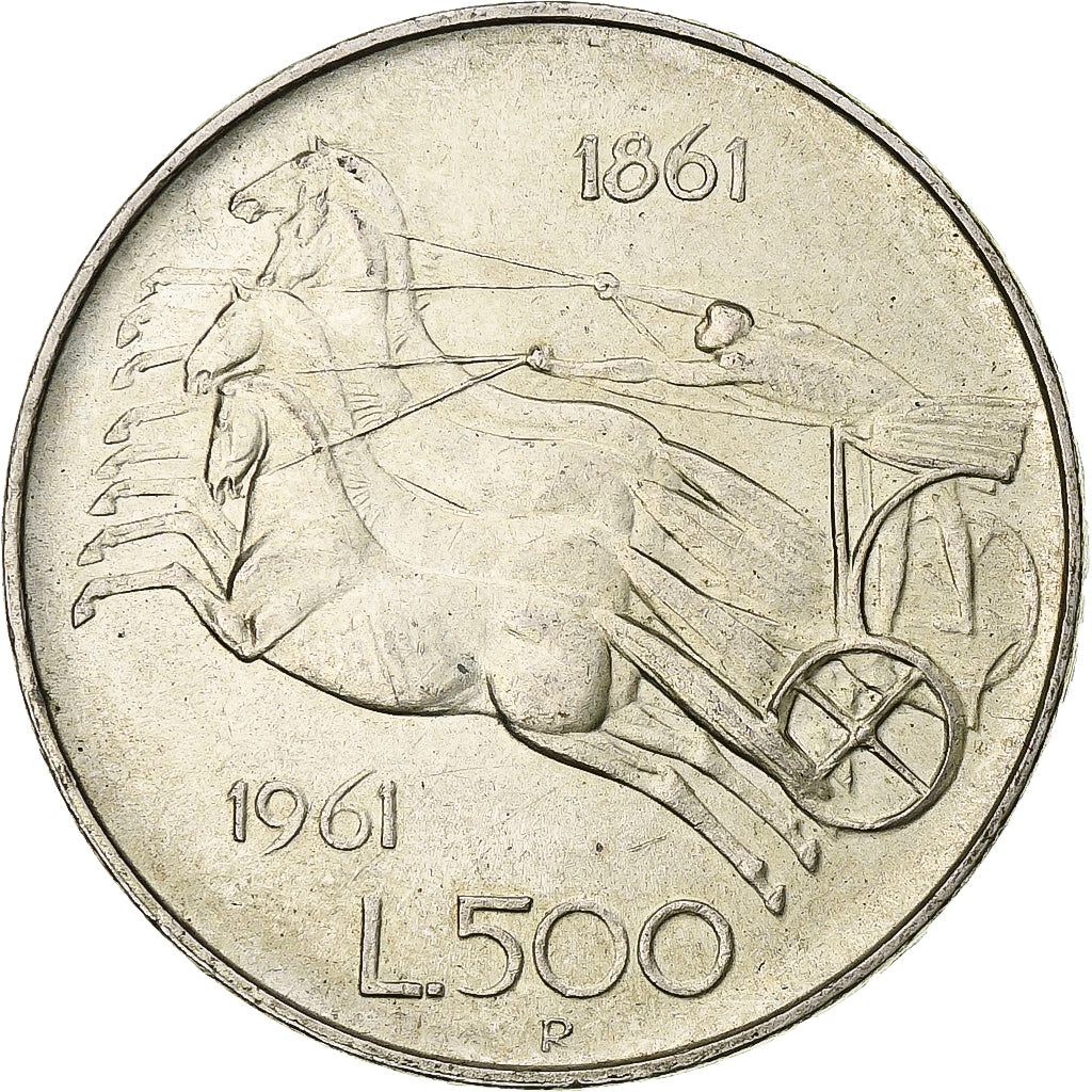 Italy, 500 Lire, 1961, Rome, AU(55-58), Silver, KM:99