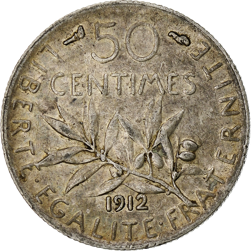 Frankrijk, 50 Centimes, 1912, Paris, ZF, Zilver
