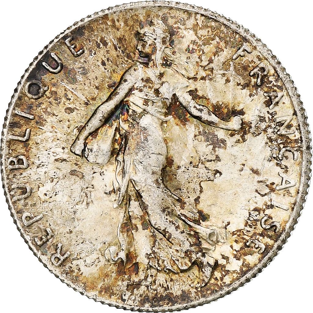 Francia, Semeuse, 50 Centimes, 1916, Paris, MBC+, Plata, KM:854, Gadoury:420, Le