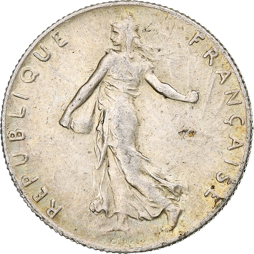 Francia, Semeuse, 50 Centimes, 1918, Paris, MBC+, Plata, KM:854, Le Franc:F.190