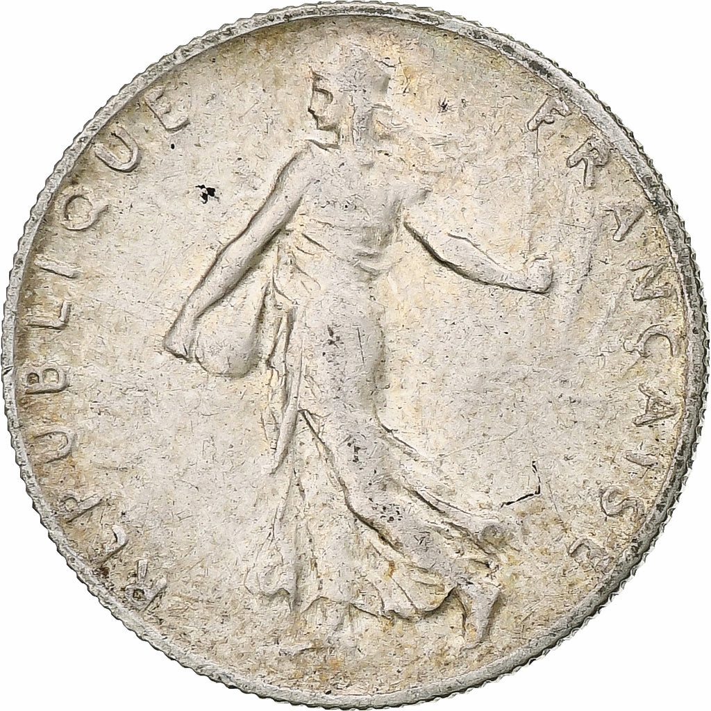 Francia, Semeuse, 50 Centimes, 1919, Paris, MBC, Plata, KM:854, Gadoury:429, Le