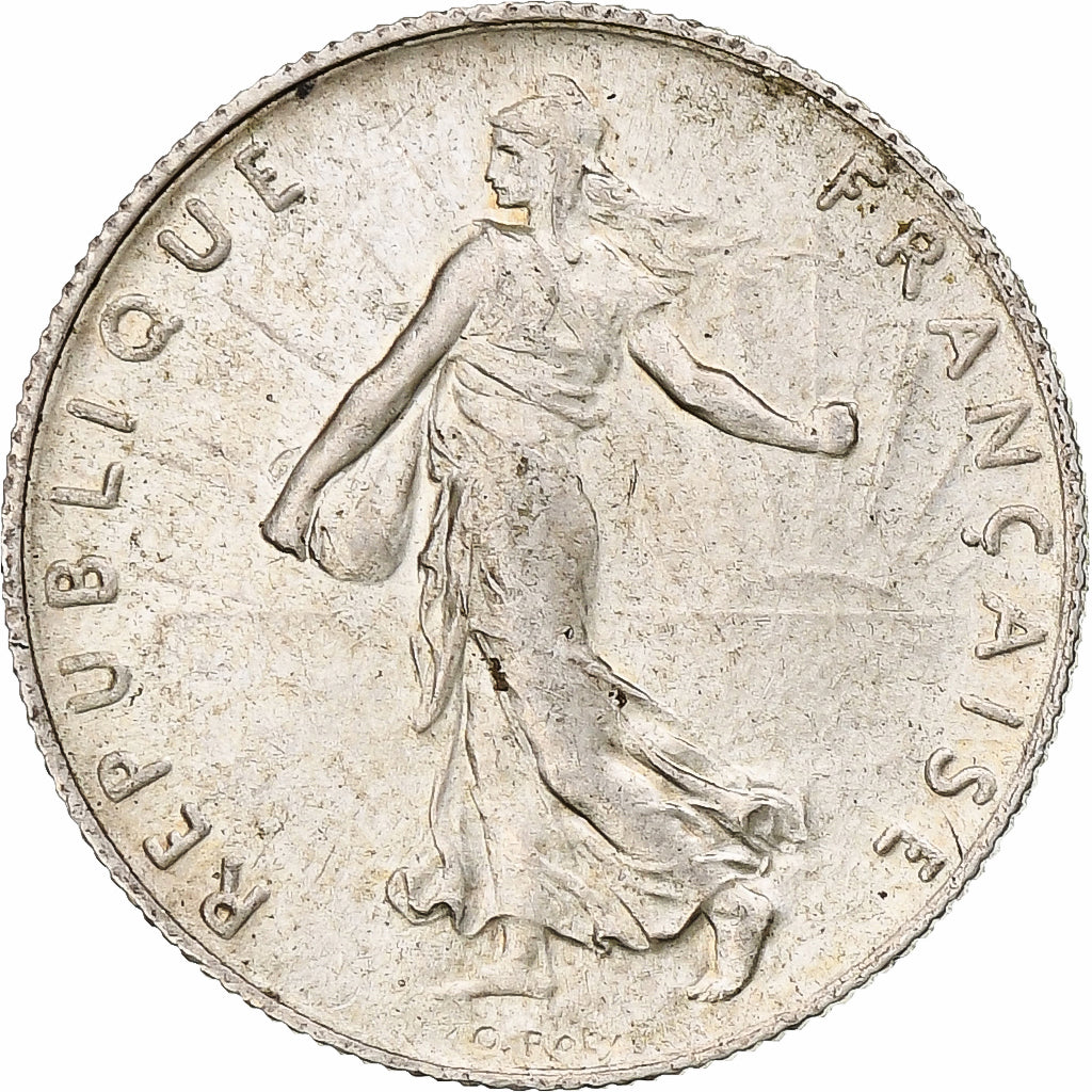 Francia, Semeuse, 50 Centimes, 1919, Paris, MBC+, Plata, KM:854, Gadoury:429, Le
