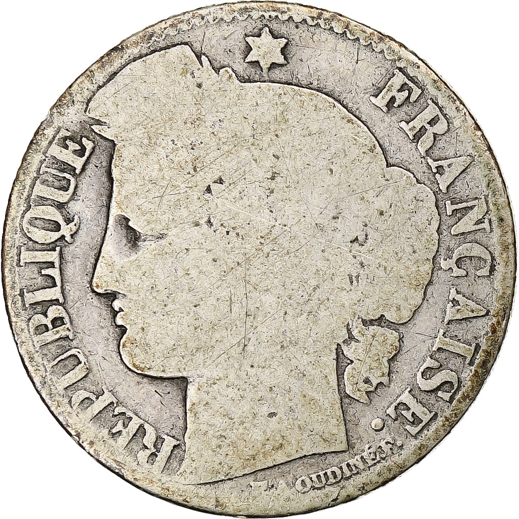 Francia, Cérès, 50 Centimes, 1871, Bordeaux, RC, Plata, KM:834.2, Gadoury:419