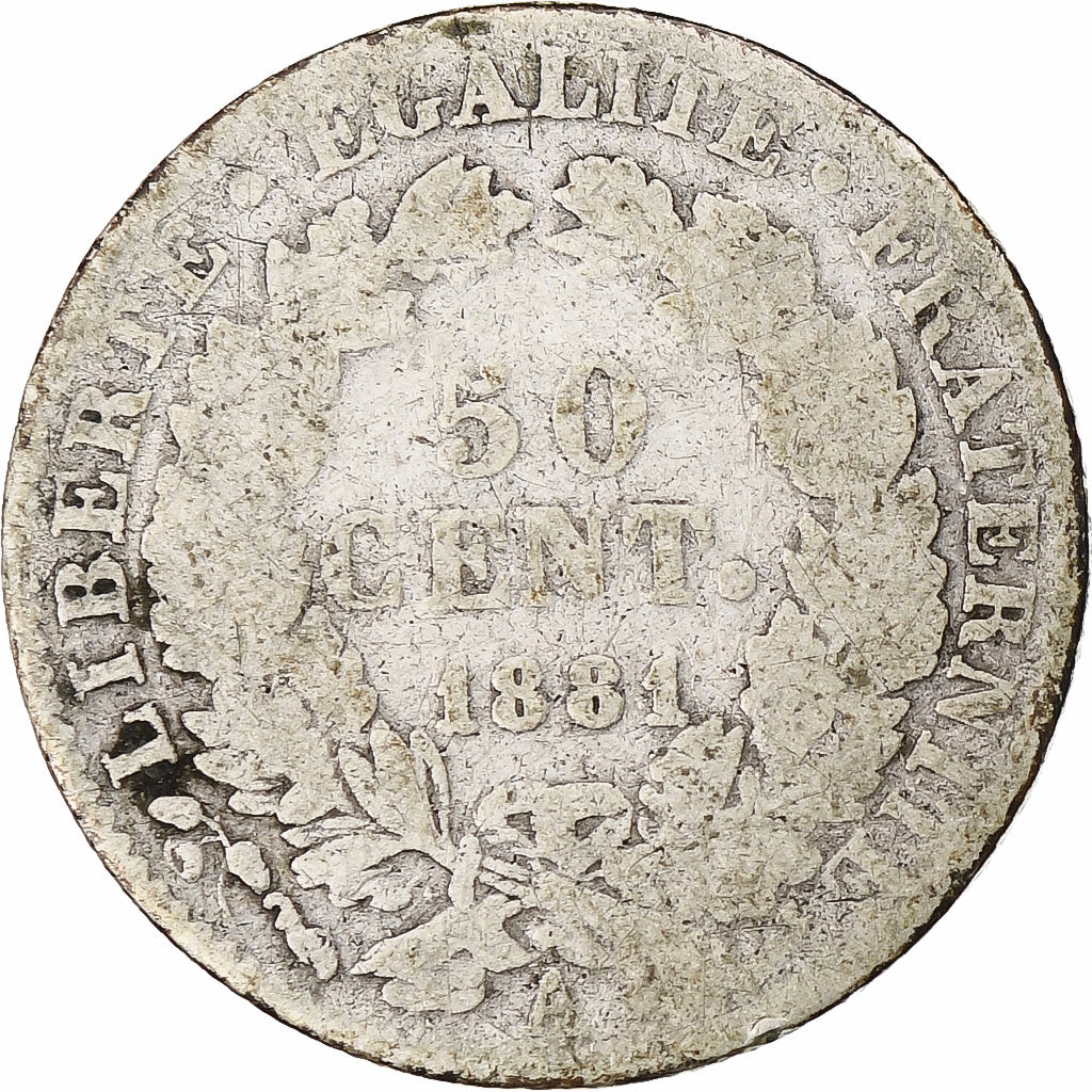 Frankreich, Cérès, 50 Centimes, 1881, Paris, SGE, Silber, KM:834.1