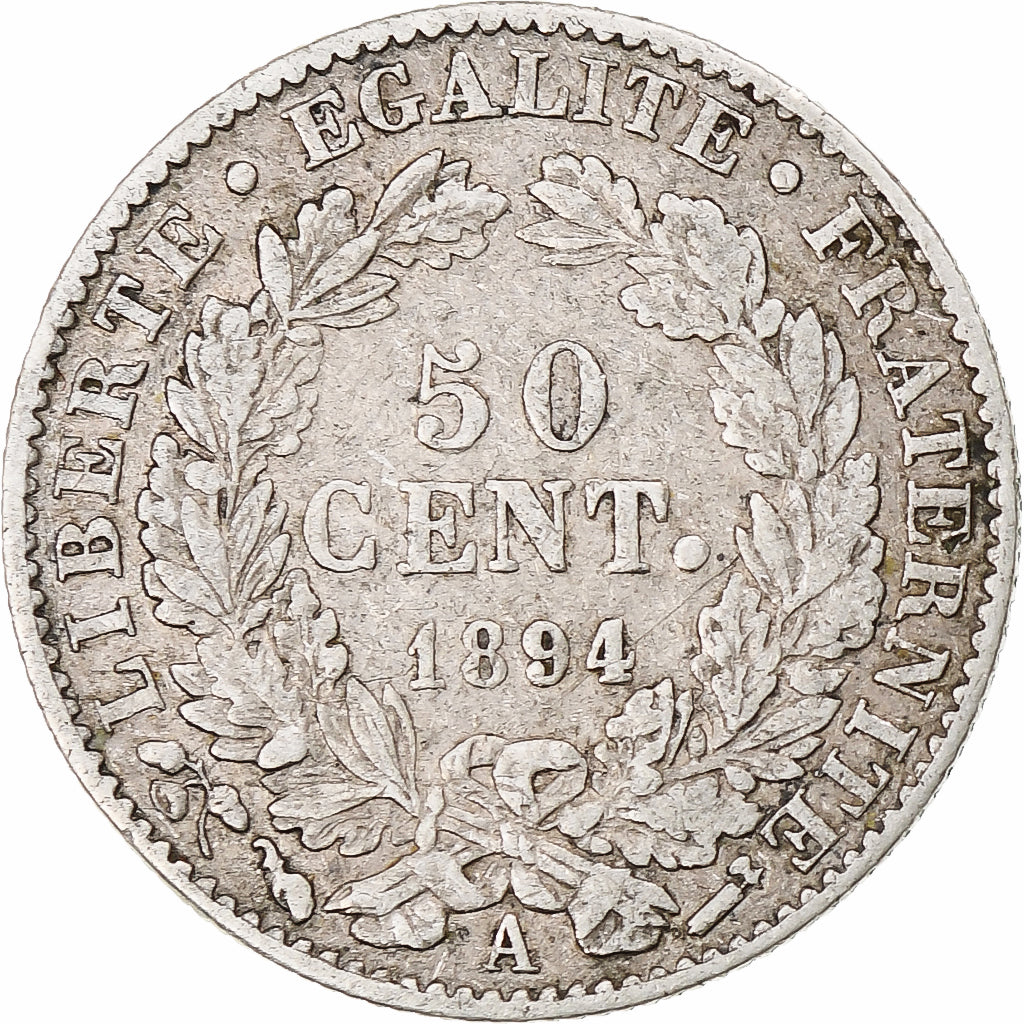 Frankreich, Cérès, 50 Centimes, 1894, Paris, SS, Silber, KM:834.1