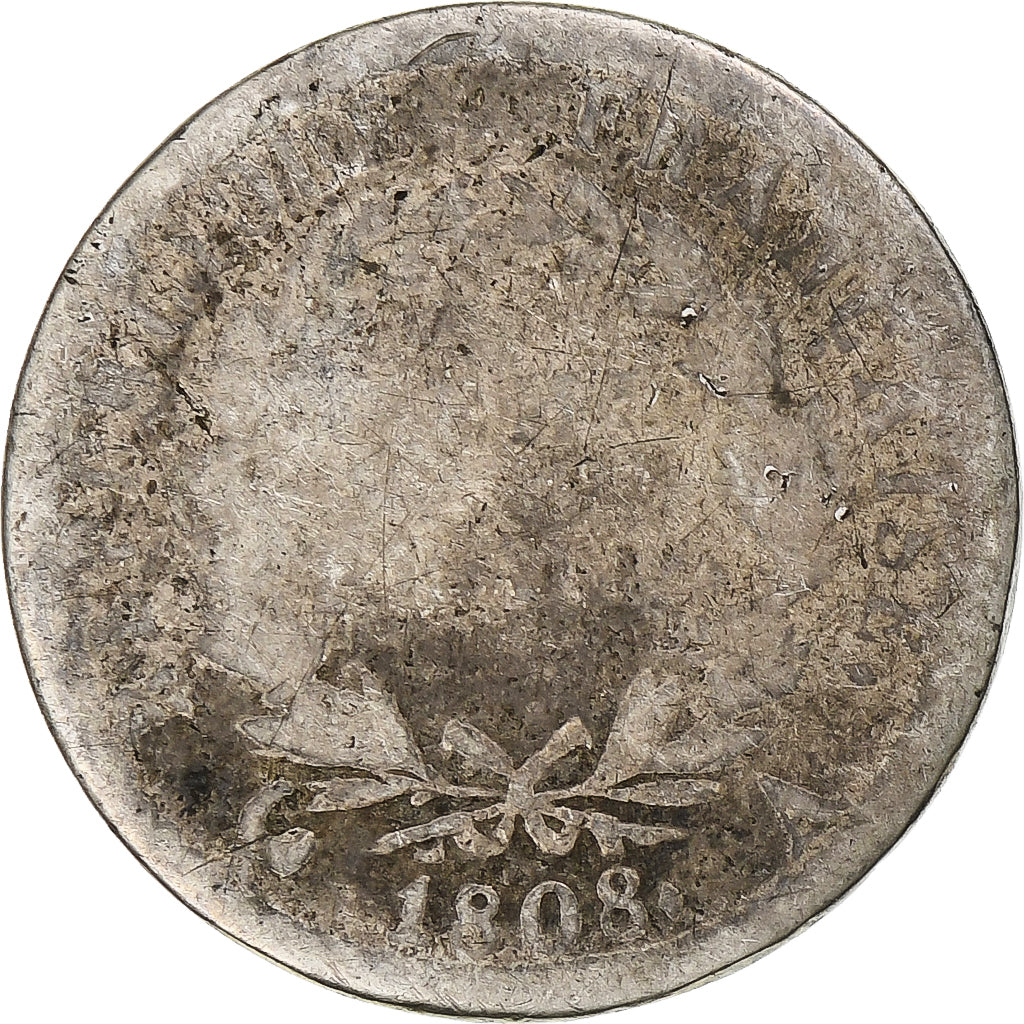 France, Napoléon I, 1/2 Franc, 1808, Paris, AB+, Argent, Gadoury:398, KM:680.1