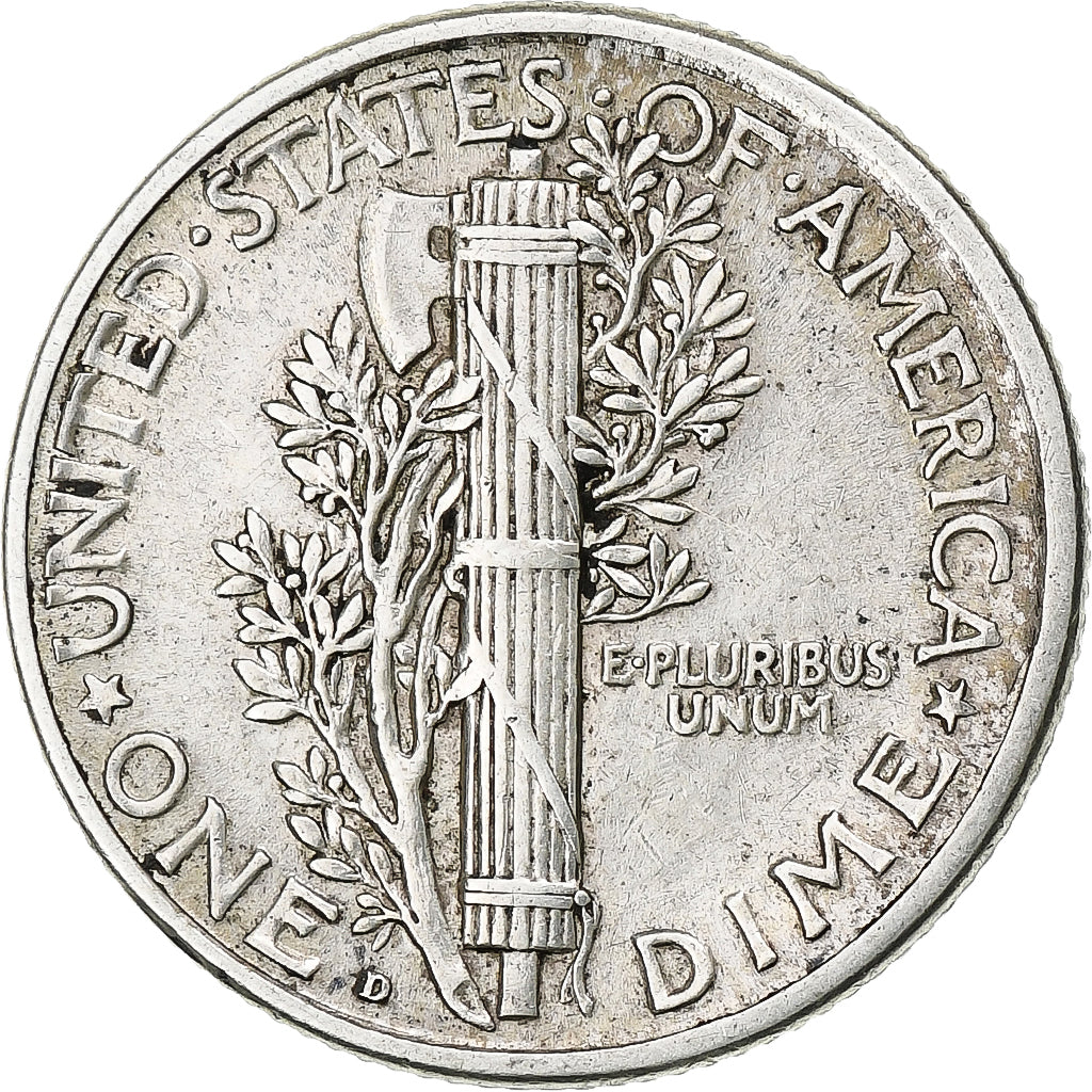 United States, Mercury Dime, Dime, 1918, Denver, AU(50-53), Silver, KM:140