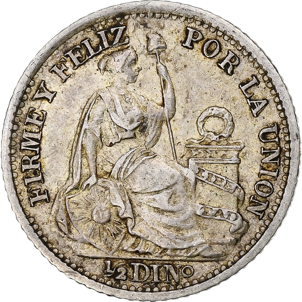 Peru, 1/2 Dinero, 1897, Lima, AU(55-58), Silver, KM:206.2