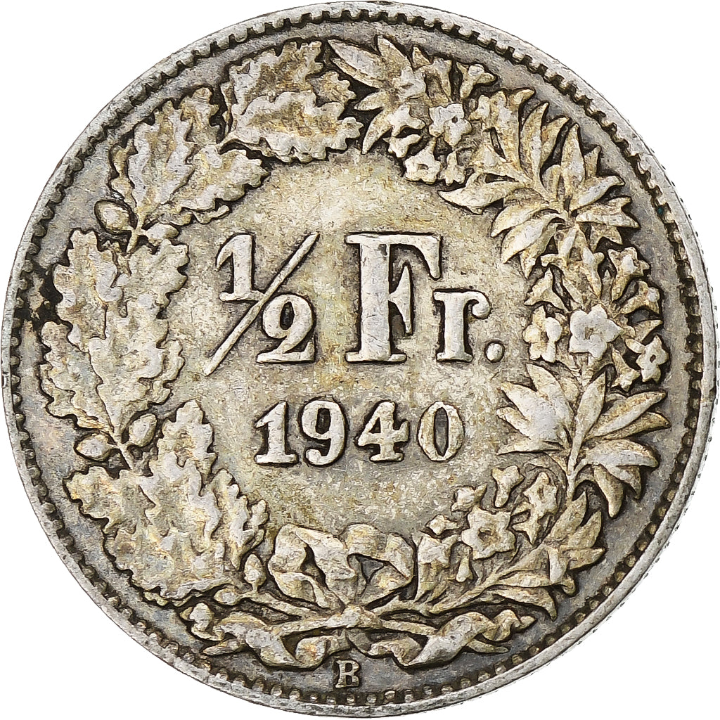 Moneda, Suiza, 1/2 Franc, 1940, Bern, BC+, Plata, KM:23