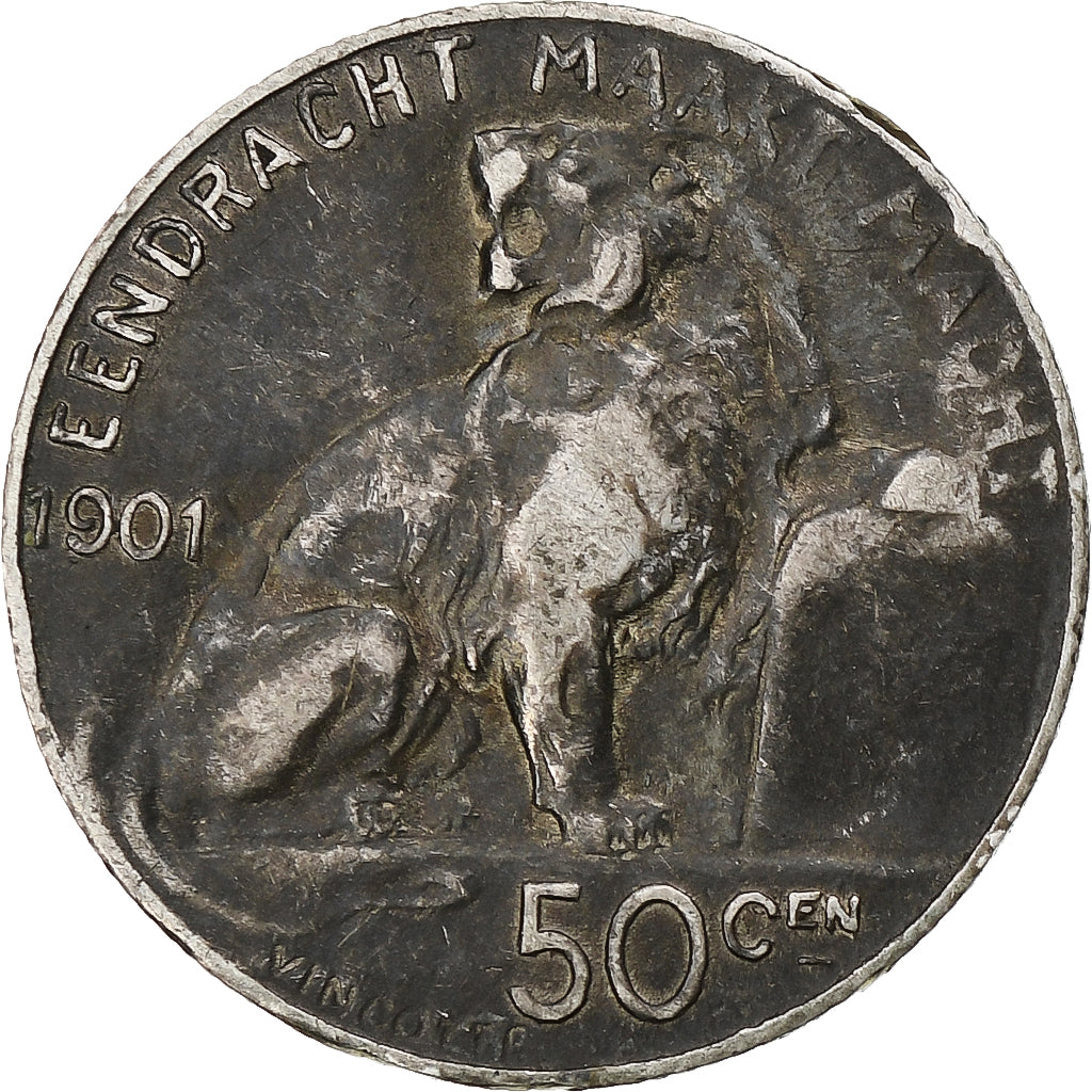 Belgium, Leopold II, 50 Centimes, 1901, Brussels, EF(40-45), Silver, KM:51