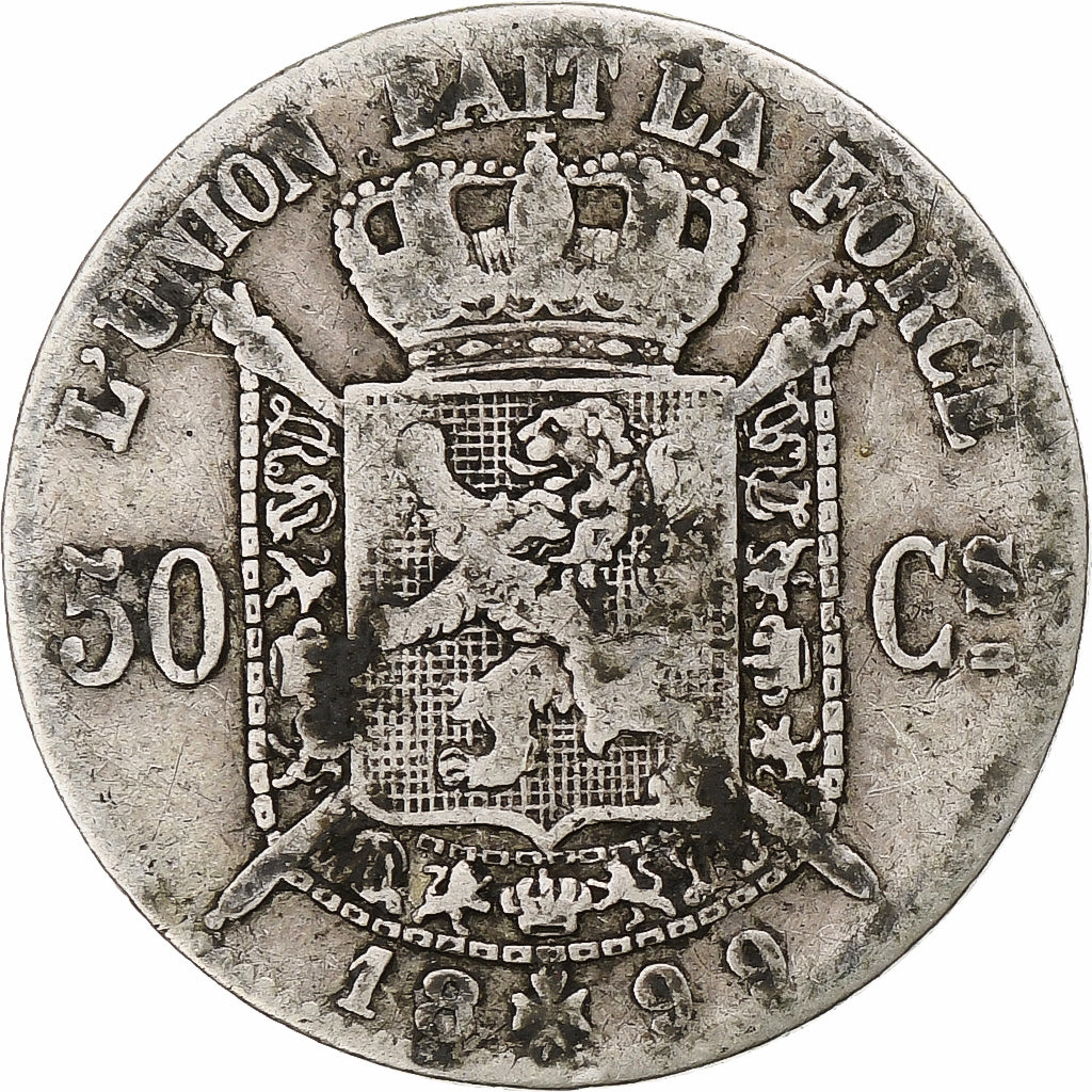 Belgium, Leopold II, 50 Centimes, 1899, VF(20-25), Silver, KM:26