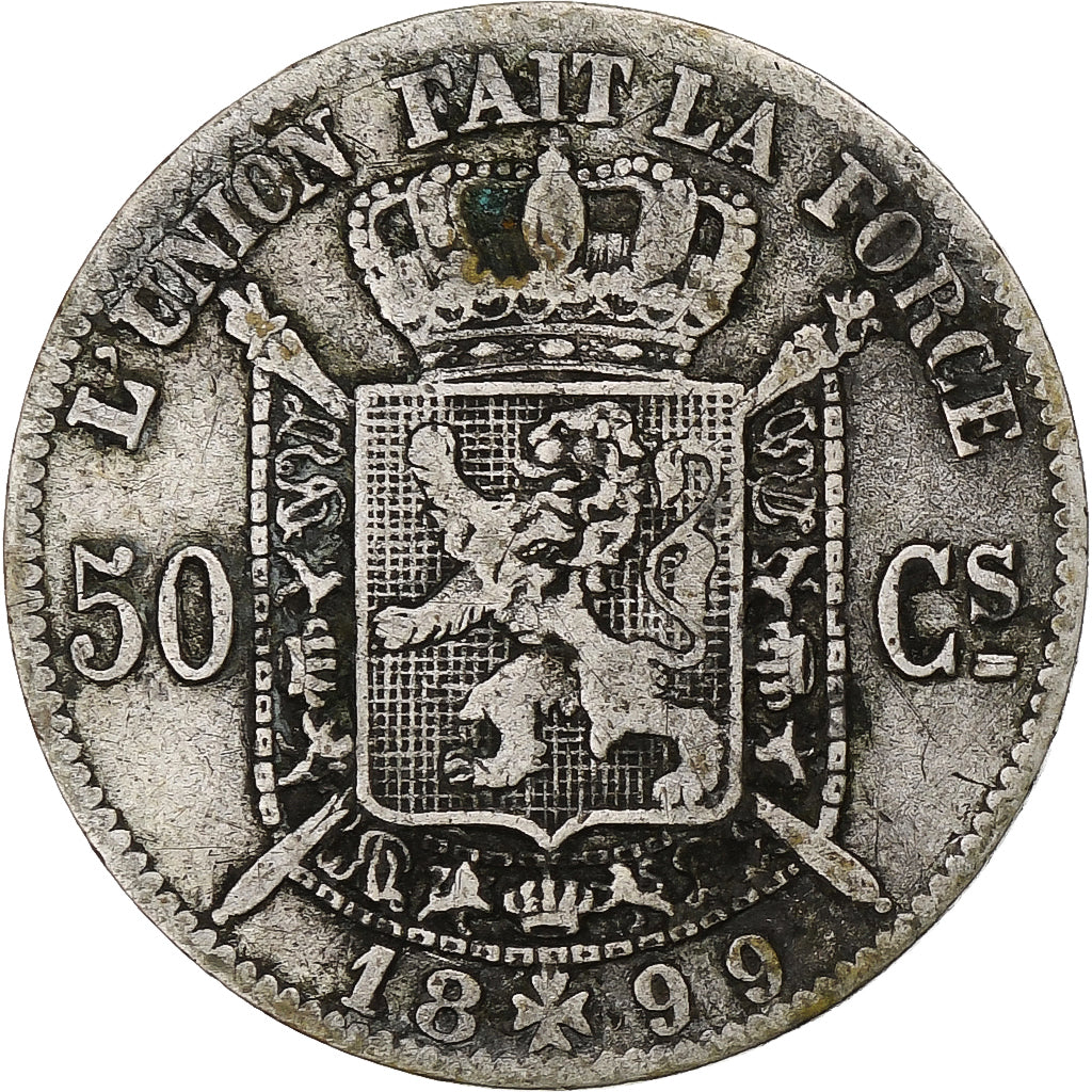 Belgium, Leopold II, 50 Centimes, 1899, VF(30-35), Silver, KM:26