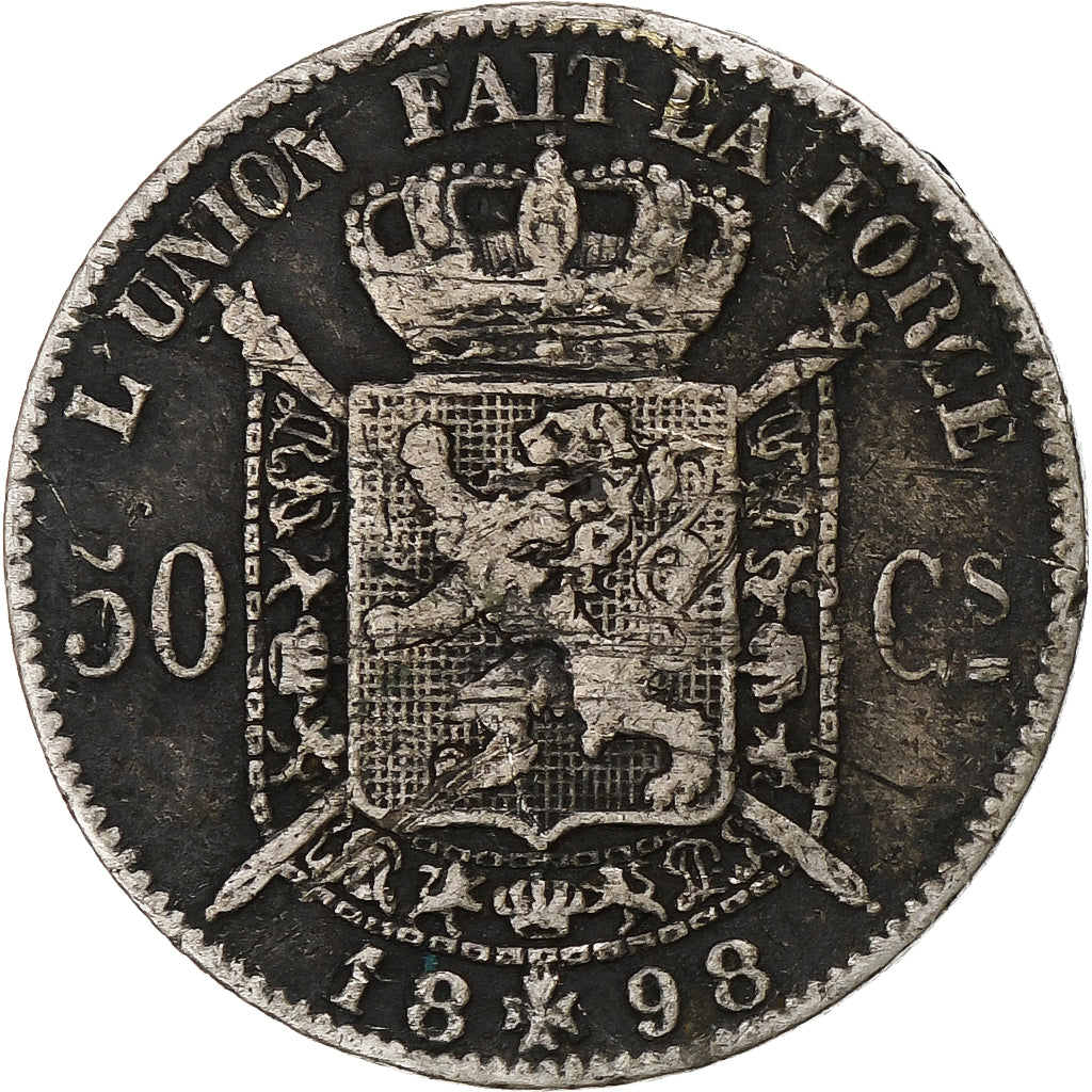 Belgium, Leopold II, 50 Centimes, 1898, Brussels, VF(30-35), Silver, KM:26