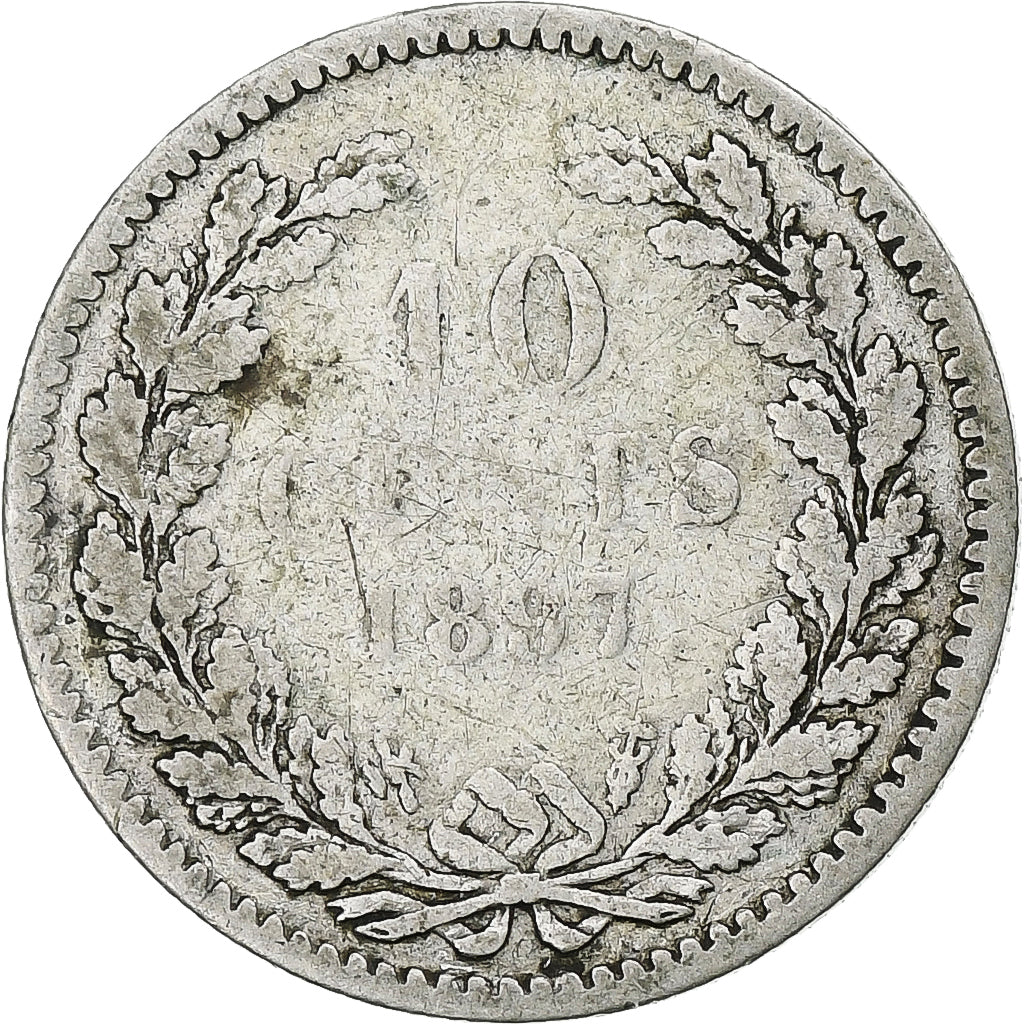 Holandia, Wilhelmina I, 10 Cents, 1897, VF(20-25), Srebro, KM:116