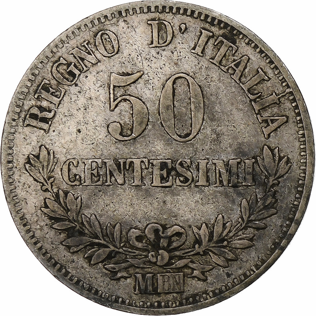 Italy, Vittorio Emanuele II, 50 Centesimi, 1866, Milan, VF(20-25), Silver