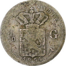 NETHERLANDS EAST INDIES, Wilhelmina I, 1/10 Gulden, 1854, Utrecht, Caduceus, S