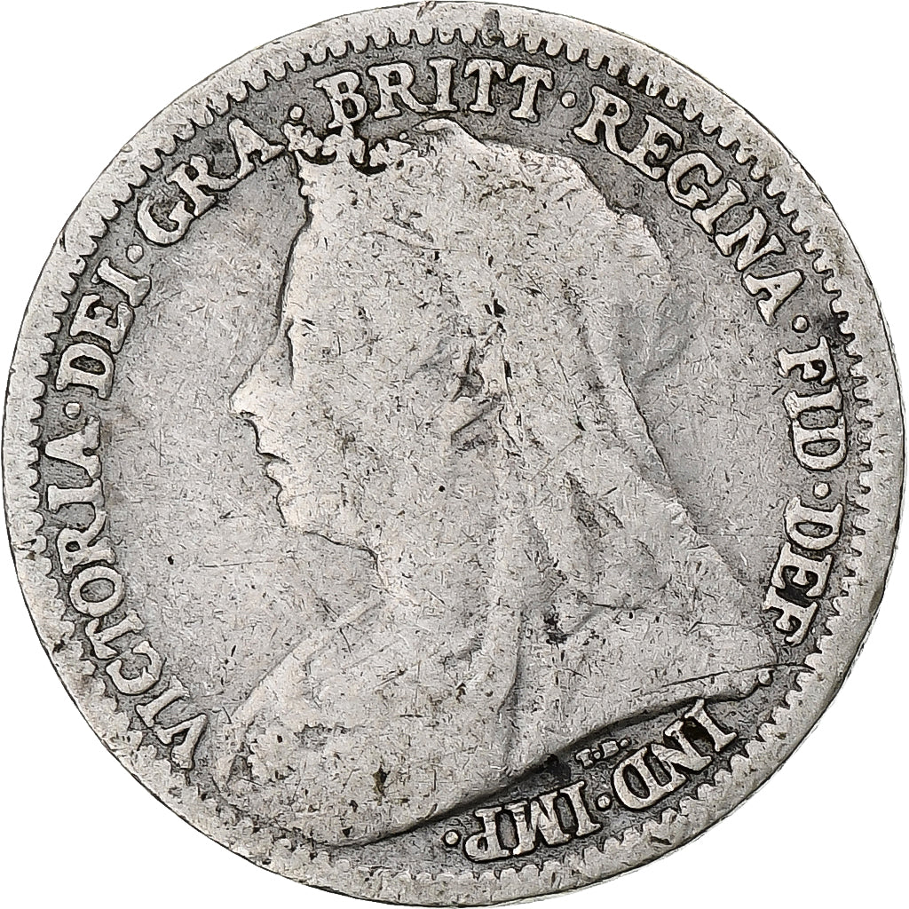 Great Britain, Victoria, 3 Pence, 1900, F(12-15), Silver, KM:777