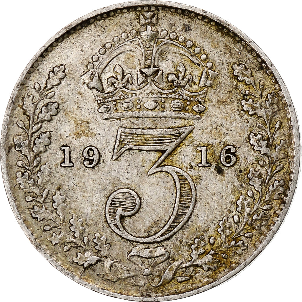 Great Britain, George V, 3 Pence, 1916, EF(40-45), Silver, KM:813