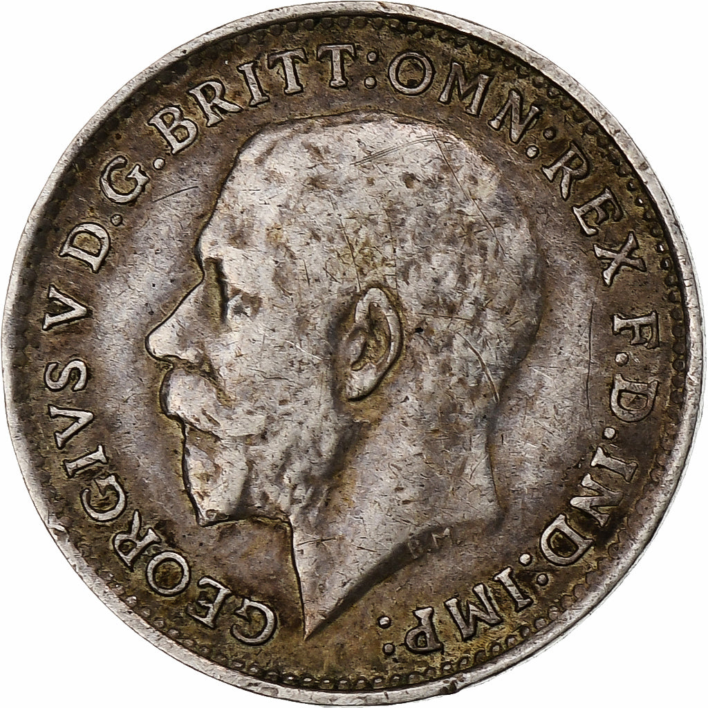 Great Britain, George V, 3 Pence, 1916, AU(50-53), Silver, KM:813