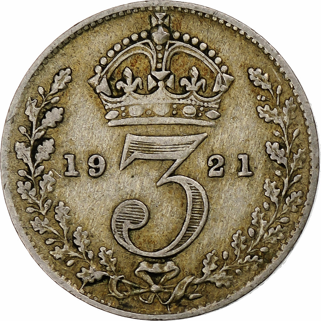 Munten, Groot Bretagne, George V, 3 Pence, 1921, FR+, Zilver, KM:813a