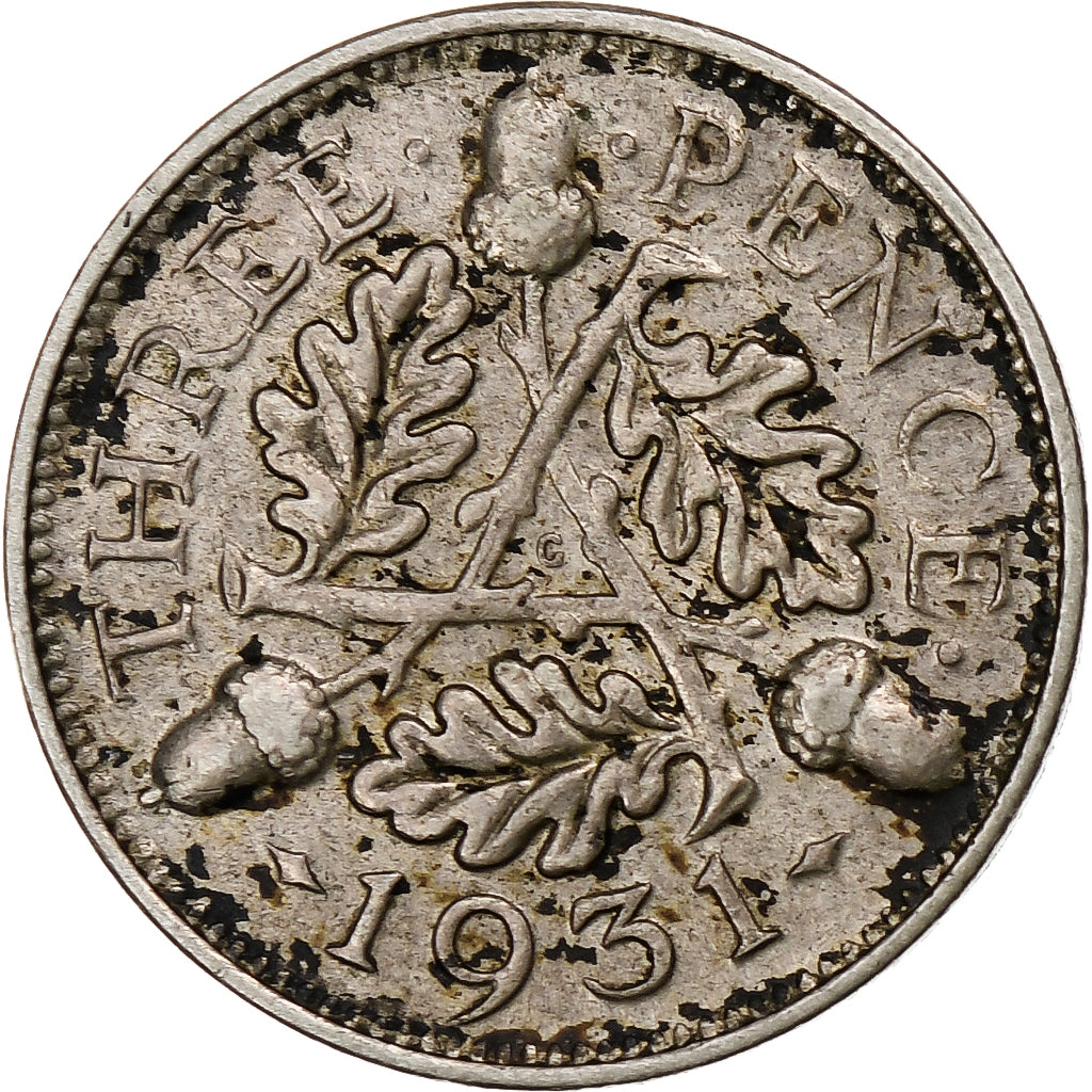 Wielka Brytania, George V, 3 Pence, 1931, EF(40-45), Srebro, KM:831