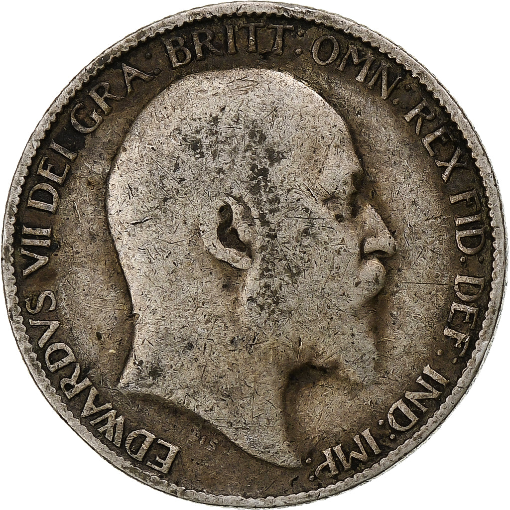 Groot Bretagne, Edward VII, 6 Pence, 1910, FR, Zilver, KM:799