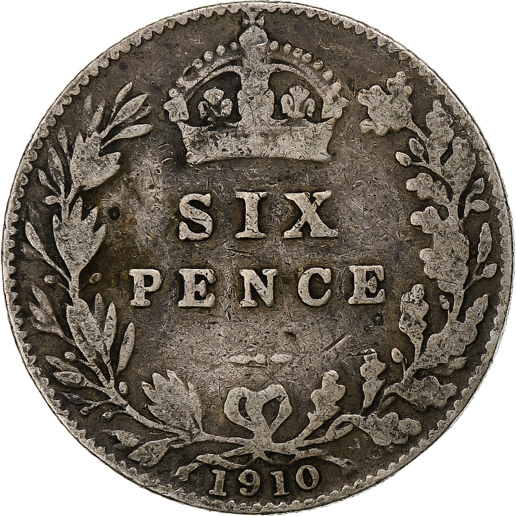 Groot Bretagne, Edward VII, 6 Pence, 1910, FR, Zilver, KM:799