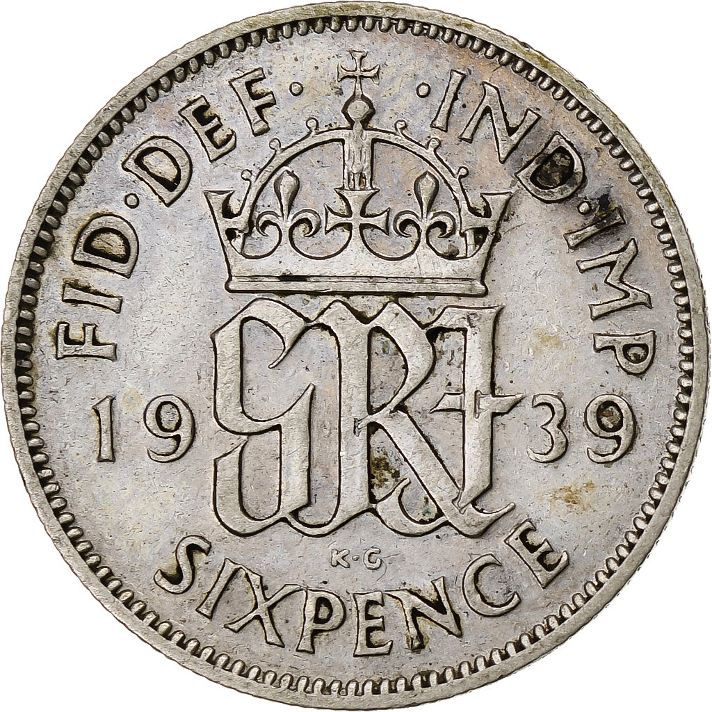 Wielka Brytania, George V, 6 Pence, 1939, EF(40-45), Srebro, KM:832