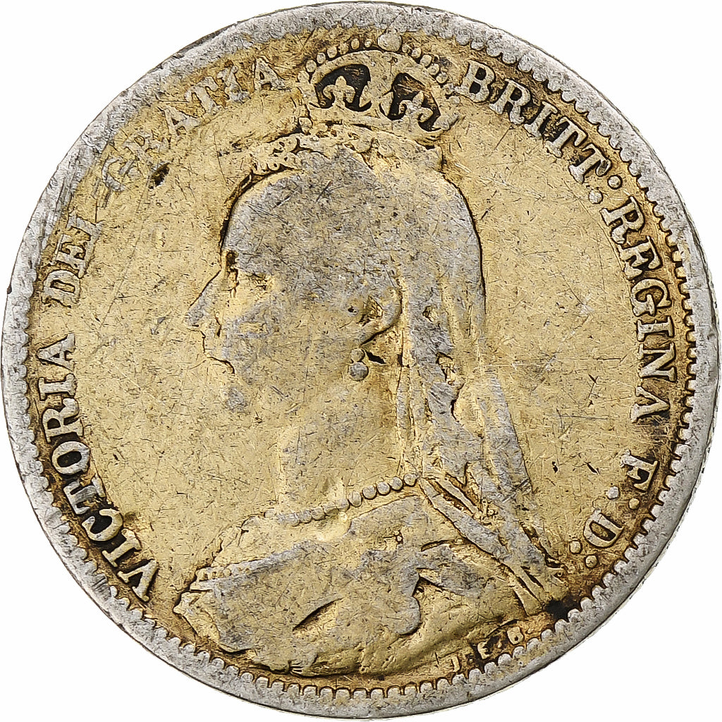 Gran Bretagna, Victoria, 6 Pence, 1889, B+, Argento, KM:760