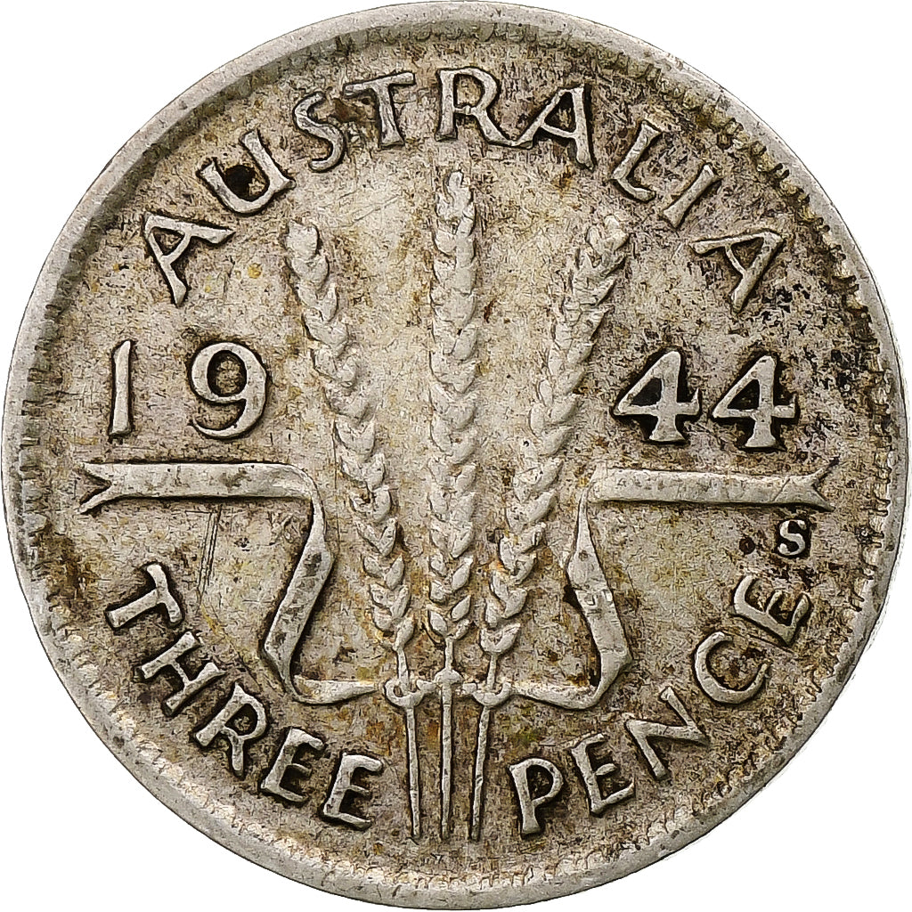 Australia, George VI, Threepence, 1944, San Francisco, EF(40-45), Silver, KM:37