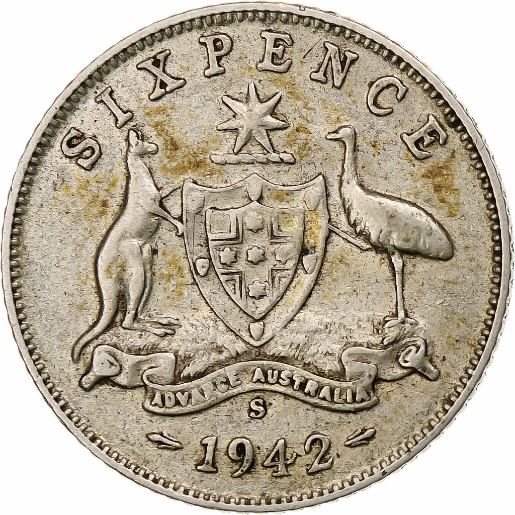 Australia, George VI, Sixpence, 1942, San Francisco, EF(40-45), Silver, KM:38