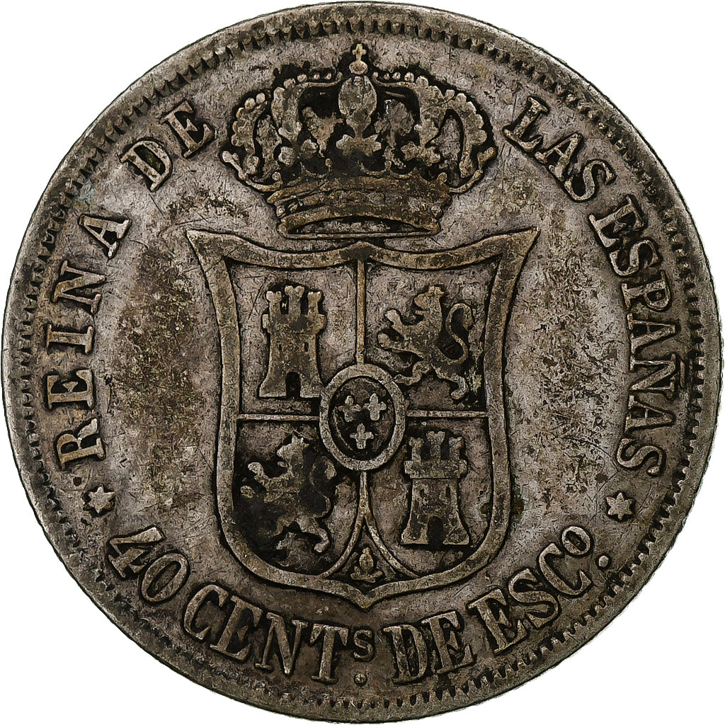Espagne, Isabel II, 40 Centimos, 1866, Madrid, TB, Argent, KM:628.2