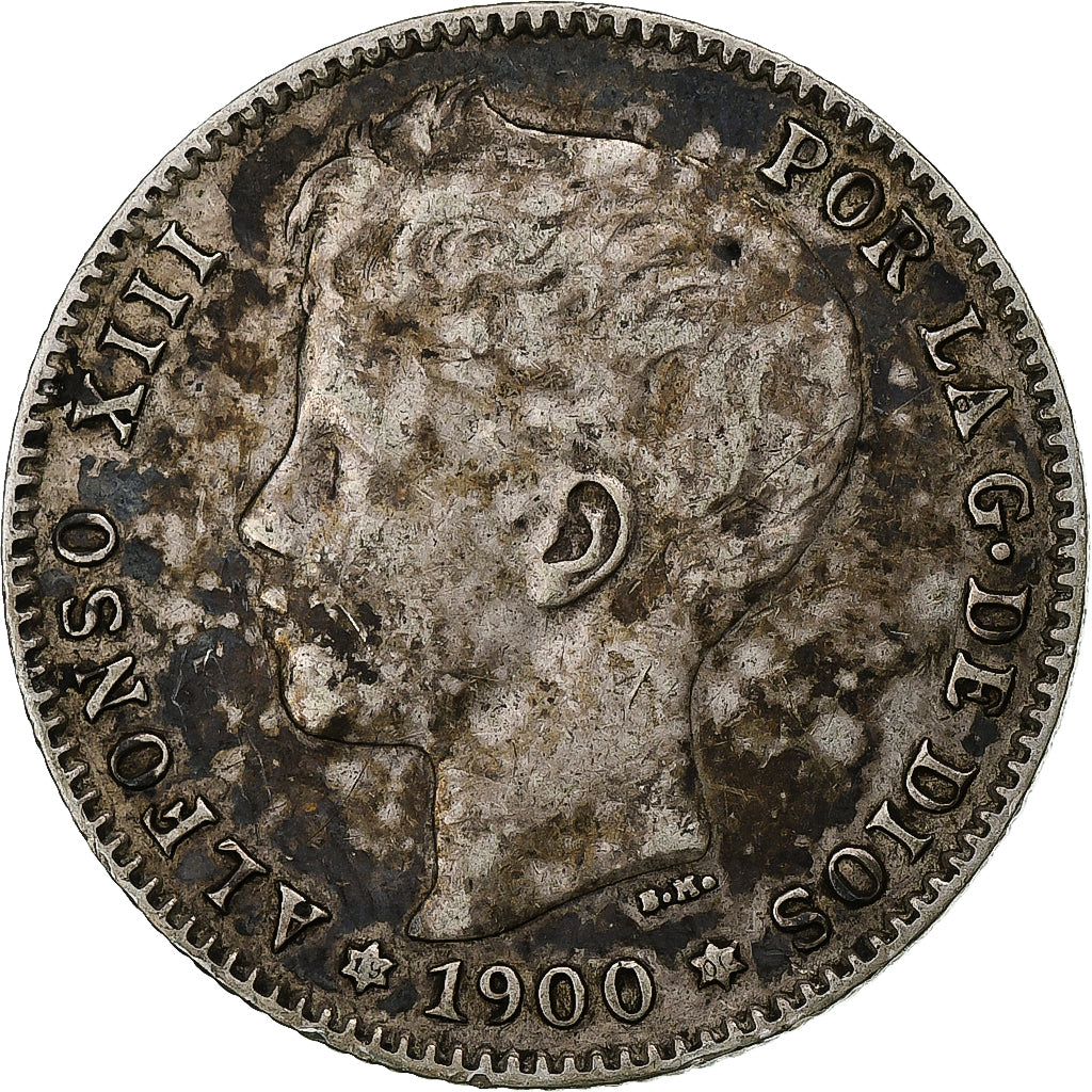 Spagna, Alfonso XIII, Peseta, 1900, Madrid, BB, Argento, KM:706