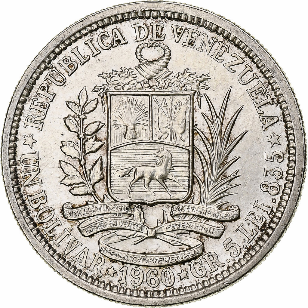 Venezuela, Bolivar, 1960, VZ+, Silber, KM:37a
