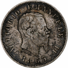 Italy, Vittorio Emanuele II, Lira, 1863, Milan, VF(20-25), Silver, KM:15.1