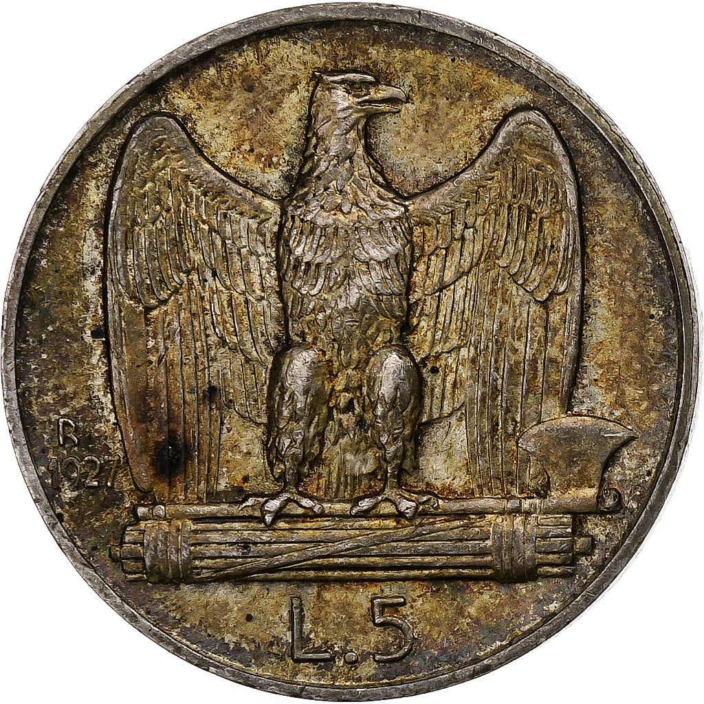 Italy, Vittorio Emanuele III, 5 Lire, 1927, Rome, Silver, AU(55-58), KM:67.1