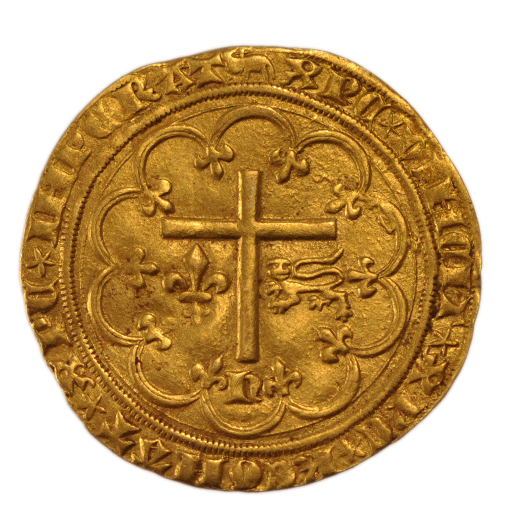 FRANCE, Salut d'or, 1423, Amiens, EF(40-45), Gold, Duplessy #443A, 3.50