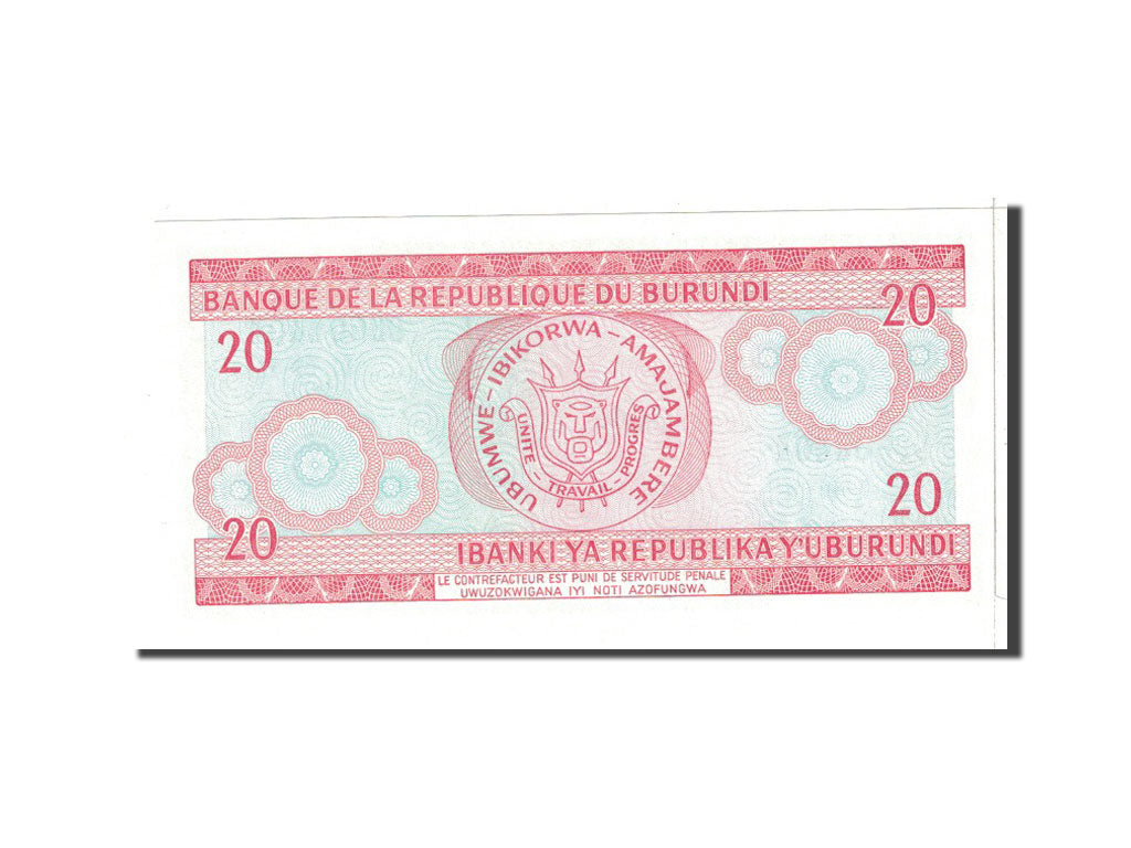 Banknote, Burundi, 20 Francs, 2003, 2003-07-01, KM:27d, UNC(65-70)