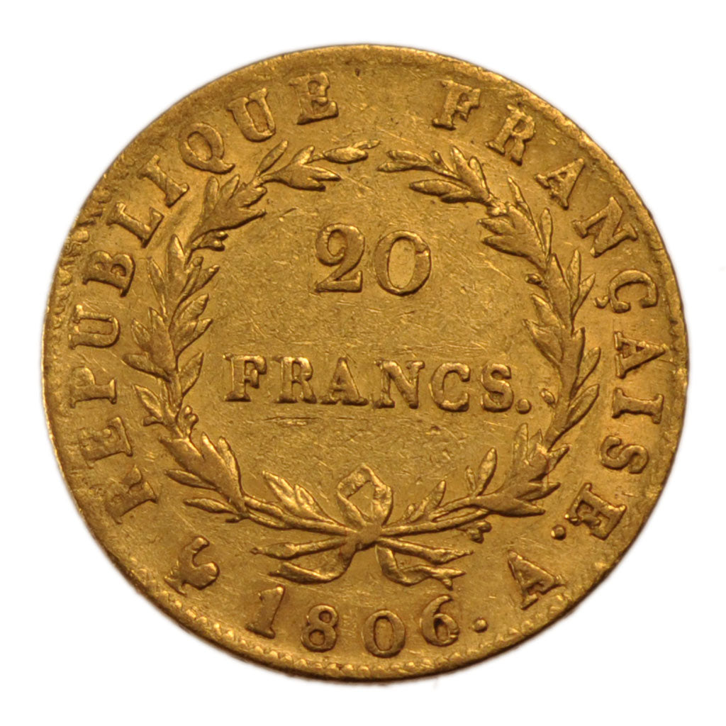 FRANCE, Napoléon I, 20 Francs, 1806, Paris, EF(40-45), Gold, Gadoury #1023, 6.40