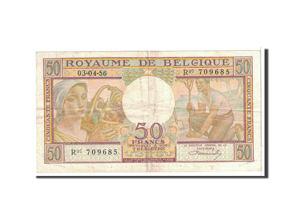 Banknote, Belgium, 50 Francs, 1956, 1956-04-03, KM:133b, EF(40-45)