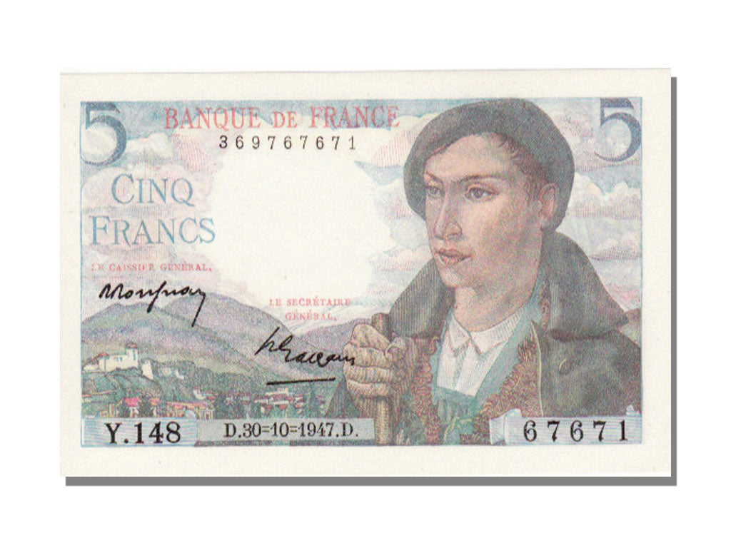 France, 5 Francs, 5 F 1943-1947 ''Berger'', 1947, KM #98b, 1947-10-30,...