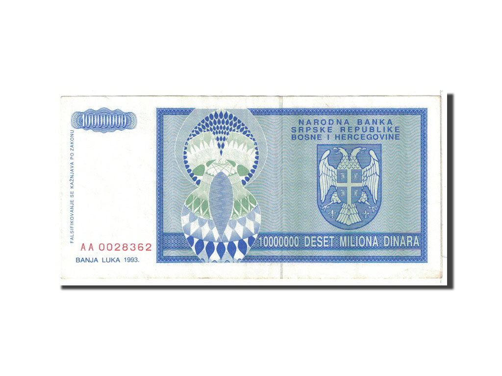 Banknote, Bosnia - Herzegovina, 10 Million Dinara, 1993, Undated, KM:144a