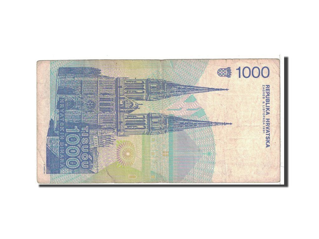 Banknote, Croatia, 1000 Dinara, 1991, 1991-10-08, KM:22a, VF(20-25)