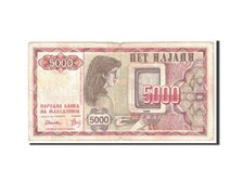 Billet, Macédoine, 5000 (Denar), 1992, Undated, KM:7a, B+