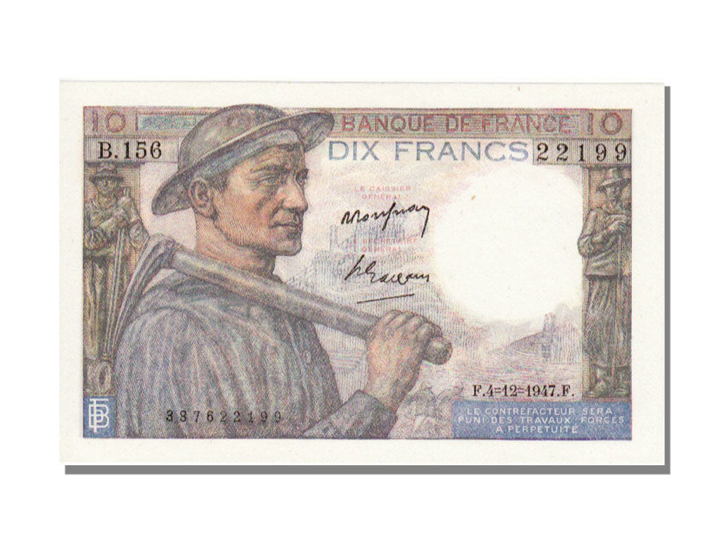 France, 10 Francs, 10 F 1941-1949 ''Mineur'', 1947, KM #99f, 1947-12-04,...
